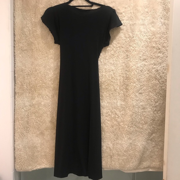 Max Studio Size Small Black Wrap Dress, Scalloped - Picture 4 of 5